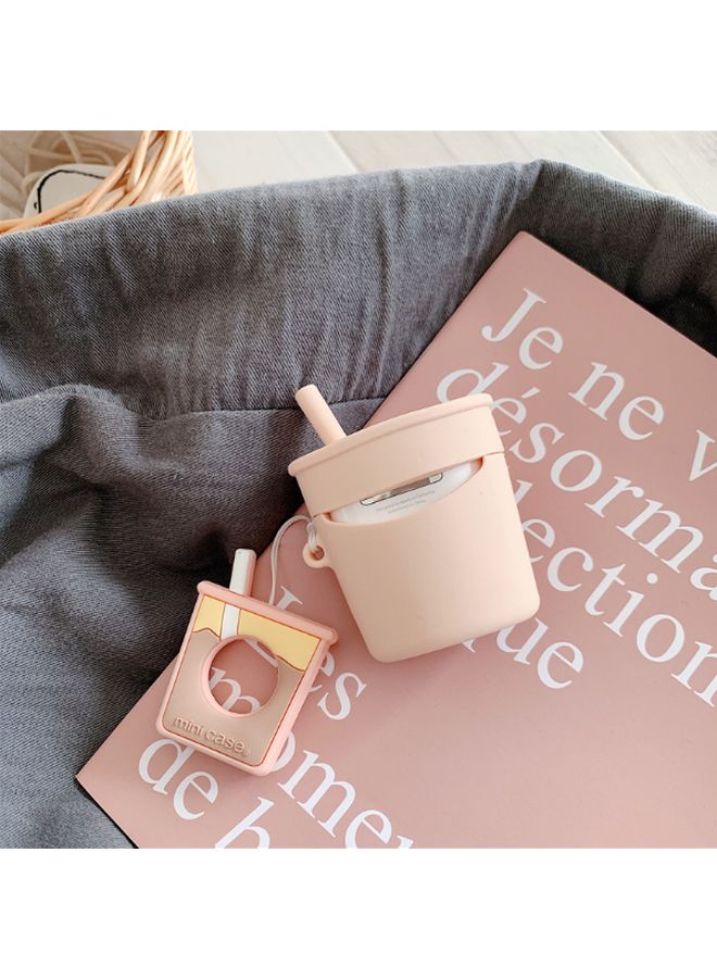 بيوينتي حافظة حماية بتصميم على شكل شاي بالحليب لسماعة أبل آيربودز وردي/بيج/أبيض - Image 3