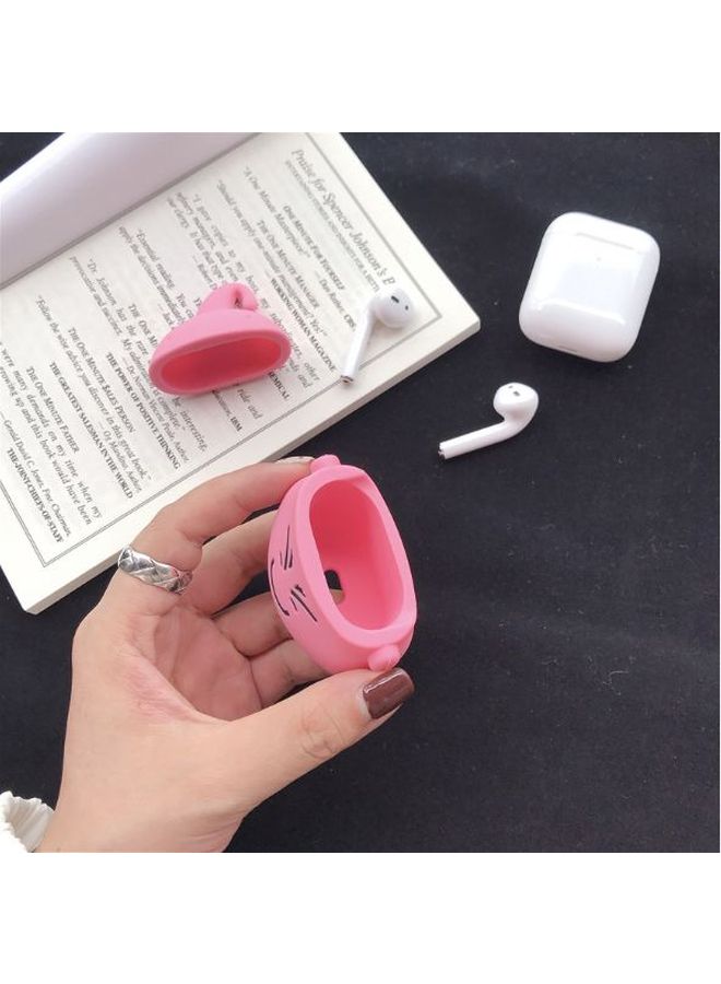 بيوينتي غطاء حماية واقٍ بتصميم على شكل وجه بتعبير ملتوي لسماعات أبل آيربودز برو 1/2 وردي/أسود - Image 3