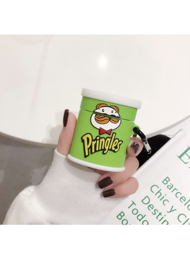 بيوينتي غطاء حماية بتصميم علبة شبس برينجلز لسماعة أبل آيربودز الجيل 1/2 أخضر / أبيض / أسود - Image 4