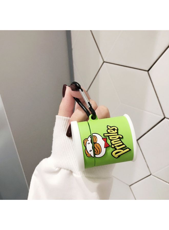 بيوينتي غطاء حماية بتصميم علبة شبس برينجلز لسماعة أبل آيربودز الجيل 1/2 أخضر / أبيض / أسود - Image 5