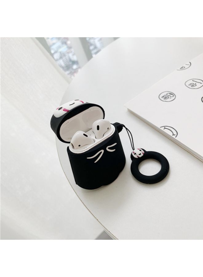 بيوينتي حافظة حماية بتصميم رسومات كارتونية لسماعات أبل آيربودز 1/2 أسود/ أبيض - Image 2