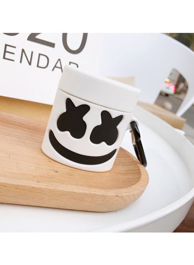 بيوينتي حافظة حماية على شكل مارشميلو مزودة بمشبك تعليق لسماعة أبل آيربودز الجيل 1/2 أبيض/ أسود - Image 3