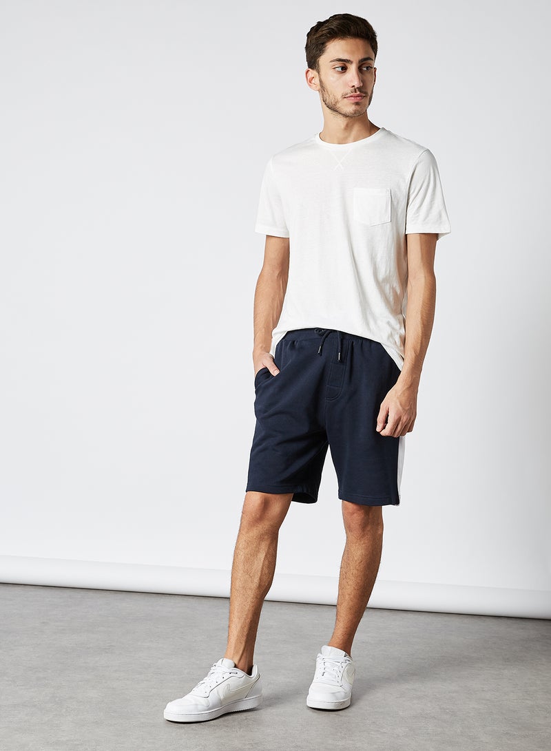 BRAVE SOUL Johan Side Tape Shorts Rich Navy/ Optic White  - Image 3