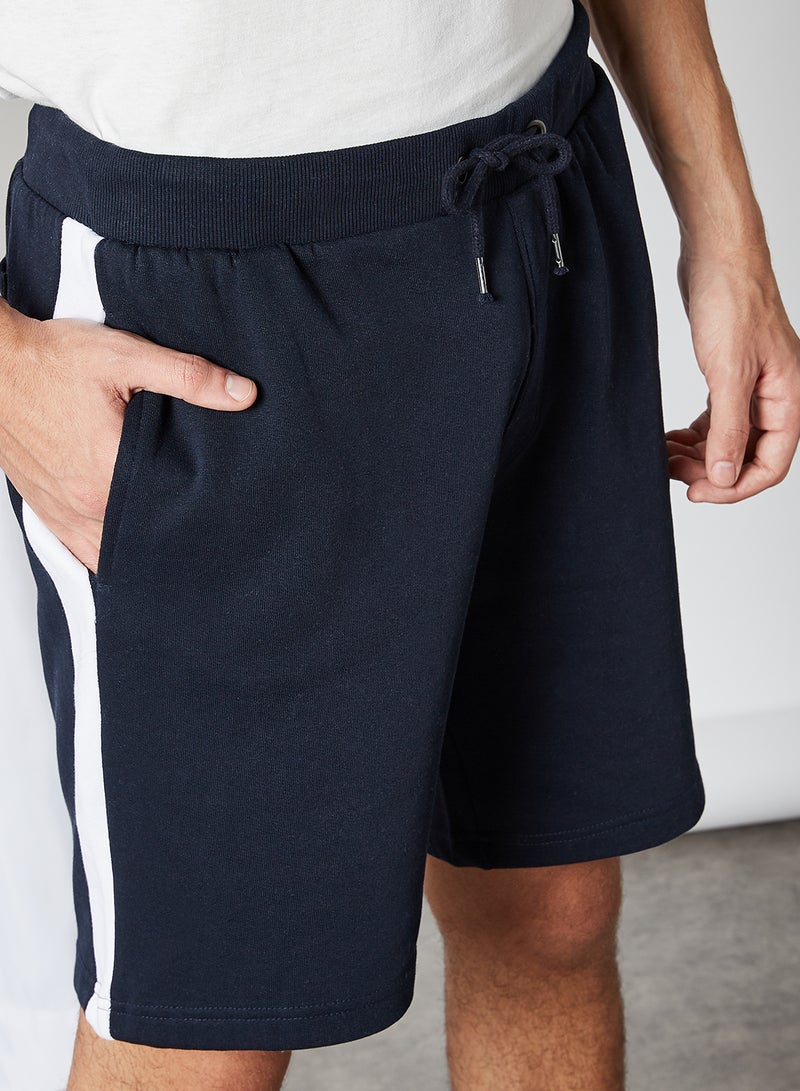 BRAVE SOUL Johan Side Tape Shorts Rich Navy/ Optic White  - Image 4