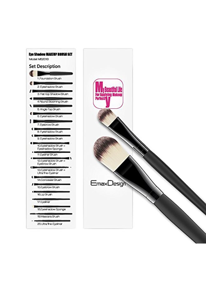 EmaxDesign 20-Pieces Makeup Brush Set Black - Image 3