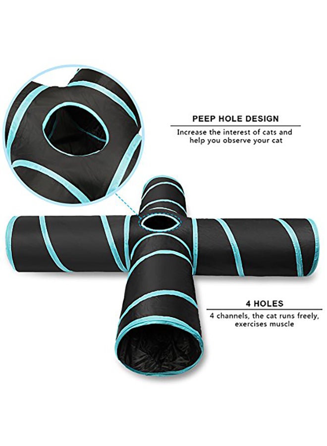 Generic 4 Way Collapsible Cat Tube Crinkle Pop Up Tunnel Set Black/Blue 10x52inch  - Image 2