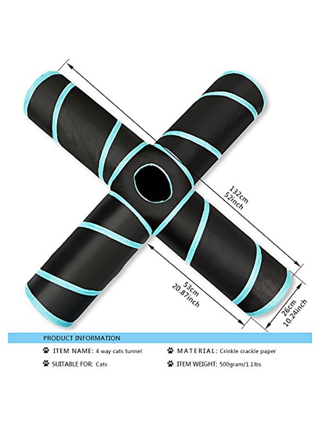 Generic 4 Way Collapsible Cat Tube Crinkle Pop Up Tunnel Set Black/Blue 10x52inch  - Image 3