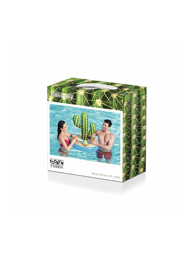 بست واي عوامة قابلة للنفخ بحامل أكواب على شكل صبار 94 x 70سم