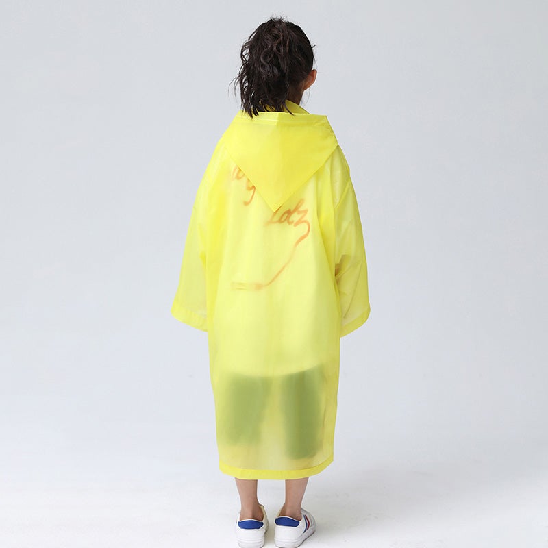 Generic - Kids Drawstring Hooded Solid Pattern Raincoat Yellow - Image 1