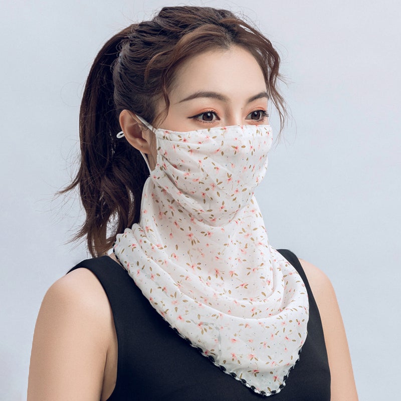 مشد رقبة بحلقة للأذن مزين بطبعة زهور أبيض/أحمر  - Image 5