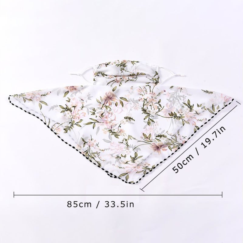 Floral Printed Ear Loop Neck Gaiter White/Green/Red  - Image 5