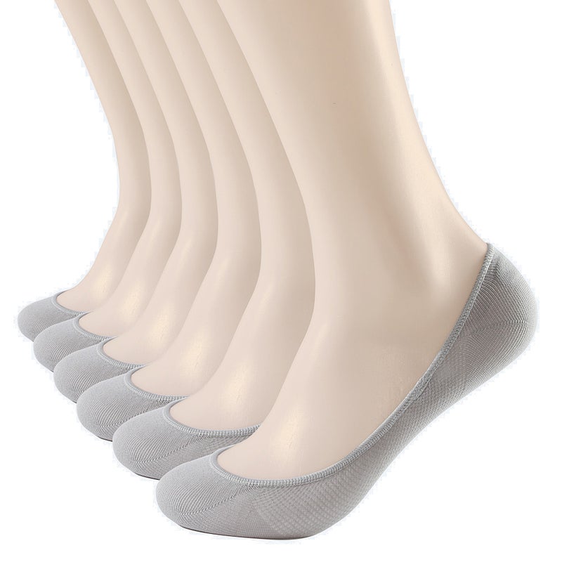 6 Pair Of Solid No Show Socks Grey - Image 4