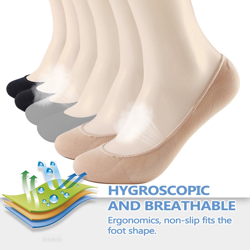 6 Pair Of Solid No Show Socks Black - Image 4