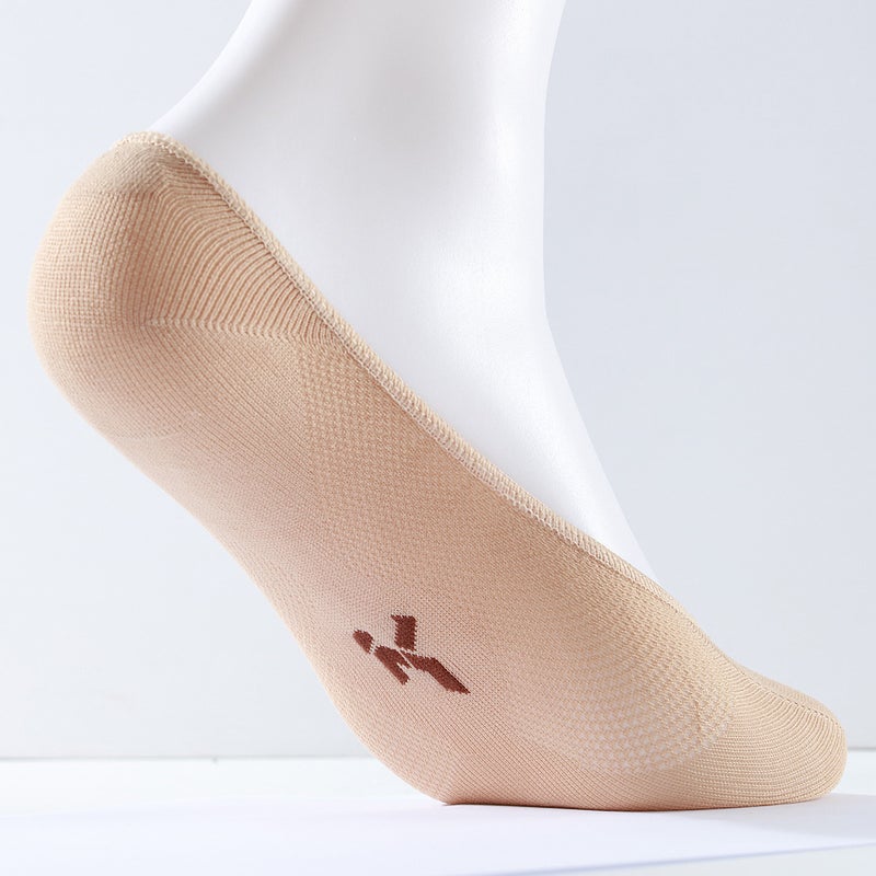 6 Pair Of Solid No Show Socks Beige - Image 5