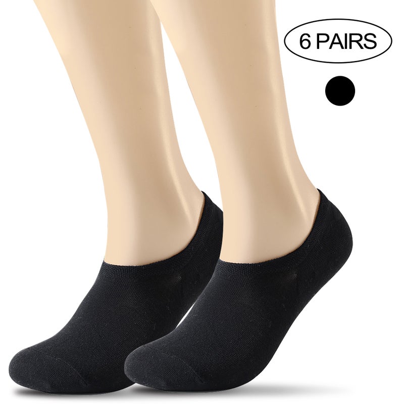 6 أزواج من الجوارب الخفية بتصميم تحت الكاحل أسود - Image 2