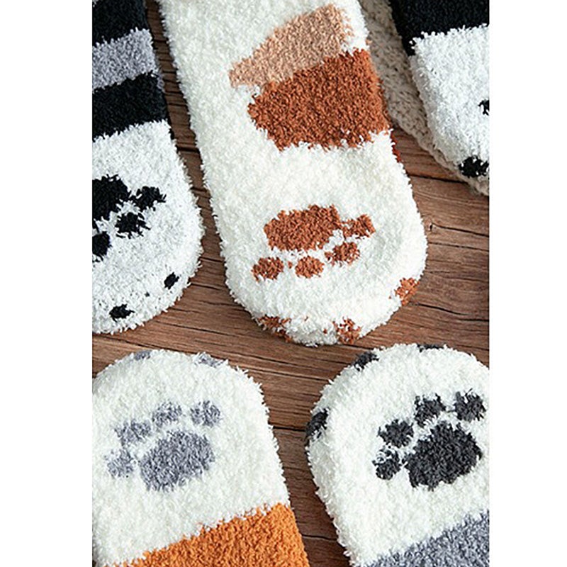 Pair Of Cat Paw Pattern Socks White/Yellow/Black  - Image 4