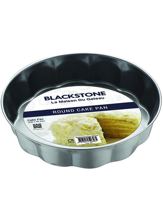 BLACKSTONE Nonstick Scalloped Round Cake Pan grey 28cm