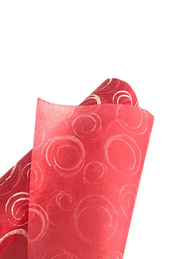 Glitter French Non-Woven Wrapping Paper Red - Image 2