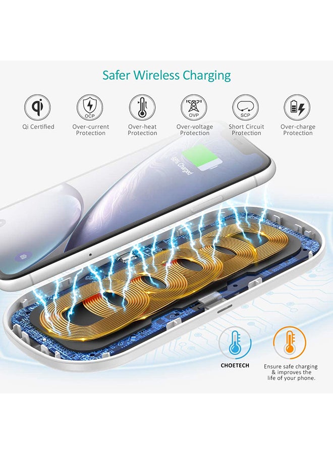 CHOETECH 5 Coils Fast Wireless Charging Pad White - Image 4