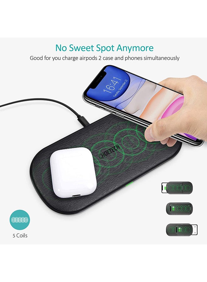 CHOETECH 5 Coils Fast Wireless Charging Pad for I Phone 13/12 & Qi Enable Phones Black - Image 2