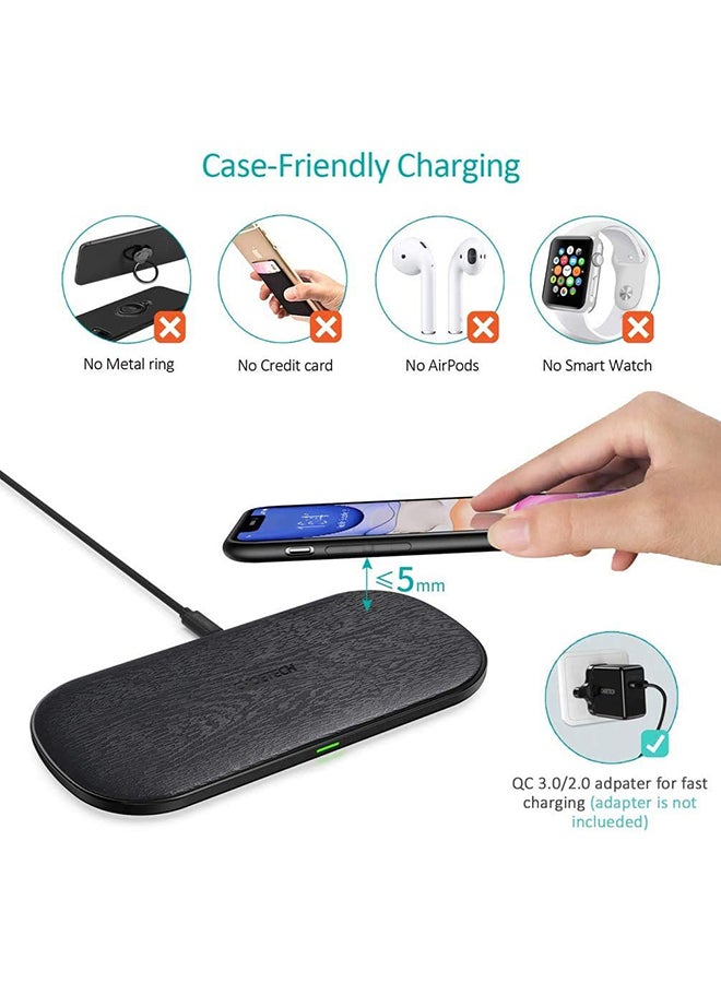 CHOETECH 5 Coils Fast Wireless Charging Pad for I Phone 13/12 & Qi Enable Phones Black - Image 4