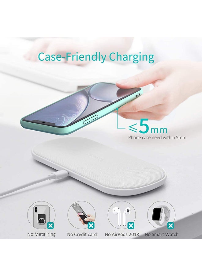 CHOETECH 5 Coils Fast Wireless Charging Pad White - Image 5