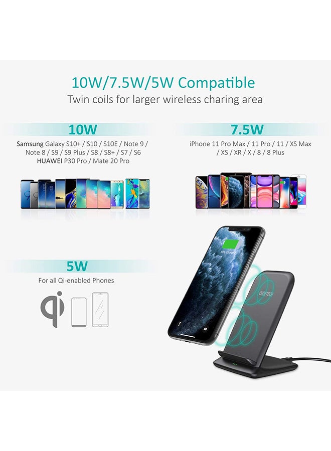 CHOETECH Wireless Charger With Adapter Black - Image 3