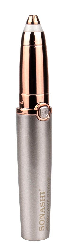 SONASHI - Eye Brow Remover  Instant Painless Remover With Finishing Touch Wireless Facial Eye Brow Remover With Gold Plated Head Facial Epilator Pen With LED Light SLD-823 Rose/Gold - Image 1