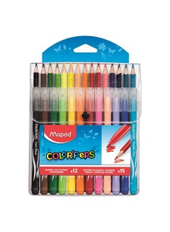 12 Felt Tip Pen With 15 Coloured Pencil Multicolour