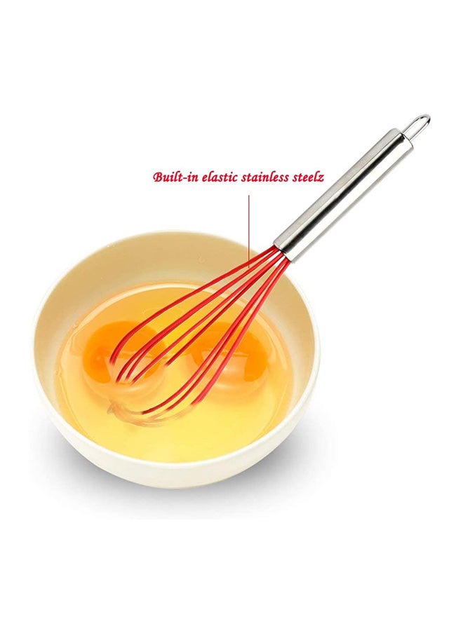 طقم ملاعق طهي مقاومة للحرارة من السيليكون مكون من 5 قطع أحمر - Image 4