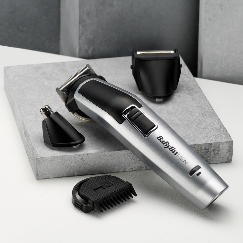 babyliss - 8-In-1 Multi-Trimmer | Easy-To-Use Design | Titanium Blades For Precise Cutting | Cordless Operation  | 60 Mins of Runtime | Washable Cutting Heads MT726SDE Silver/Black/White - Image 1