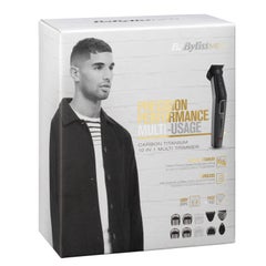 babyliss Carbon Titanium 10-in-1 Multi Trimmer For Men | 200 grams Lightweight Design | High Power 60 Minutes Cordless Use | Attachments For Multiple Body Hair Trim & Washable Heads | MT727SDE Grey/Black  - Image 5