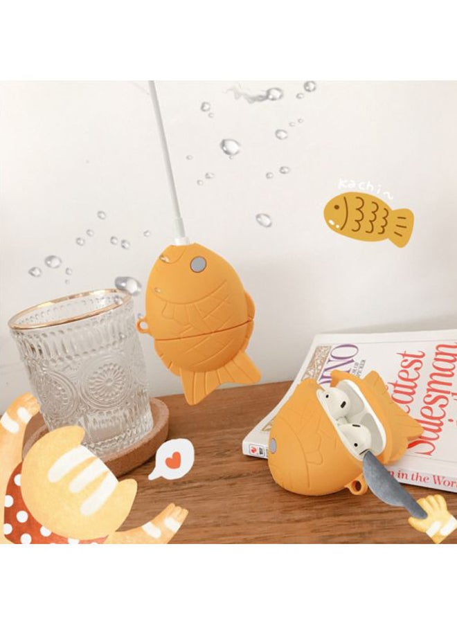 بيوينتي علبة شحن بتصميم على شكل سمكة لسماعات أبل آيربودز الجيل 1/ 2 أصفر - Image 3