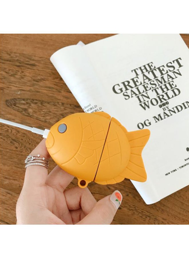 بيوينتي علبة شحن بتصميم على شكل سمكة لسماعات أبل آيربودز الجيل 1/ 2 أصفر - Image 4