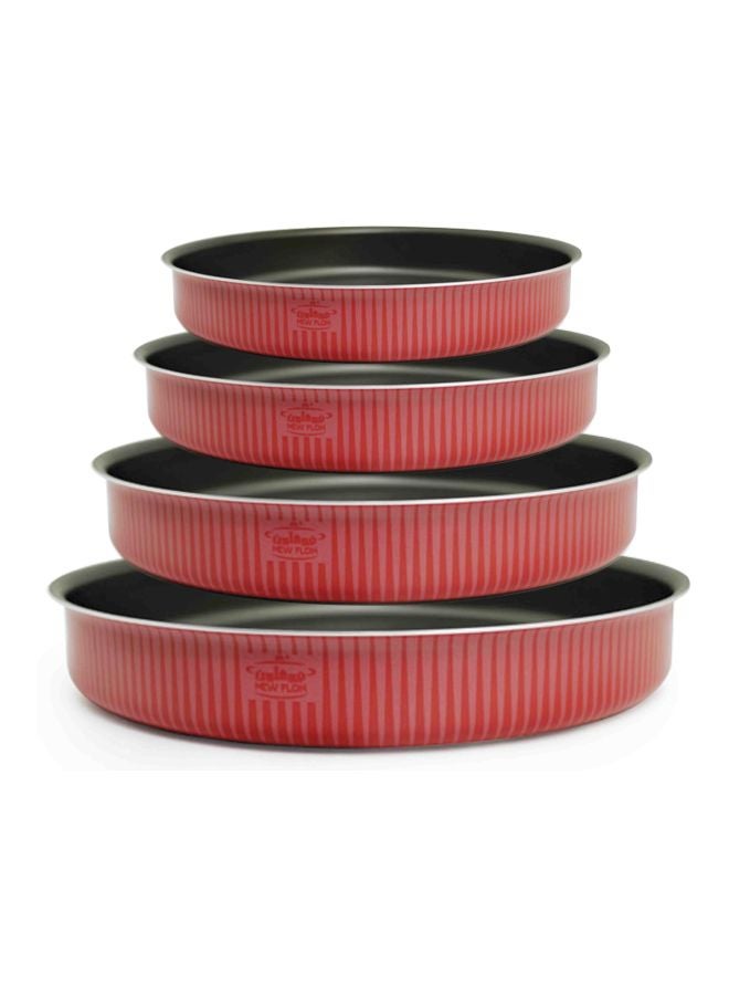 4-Piece Round Oven Dish Set Red 28, 30, 34, 38cm