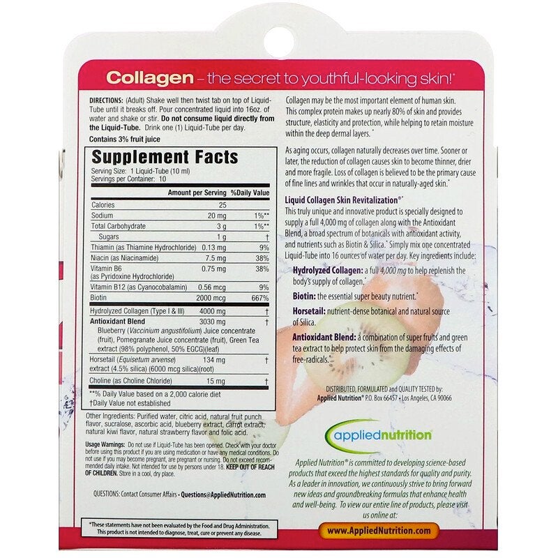 Applied Nutrition 10-Piece Liquid Collagen Skin Revitalization 100ml - Image 2