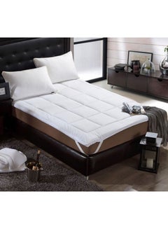 RISHAHOME Soft Virgin Fiber Filled Mattress Topper Queen Size Microfiber White 