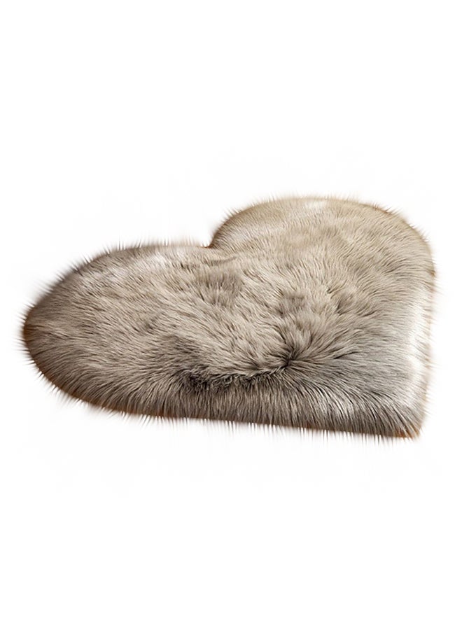 EHOME Heart Shaped Anti Skid Soft Fabric Carpet Beige 30x40cm 