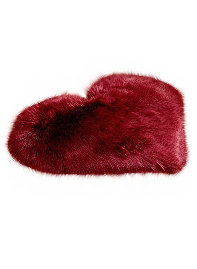 Generic Heart Shaped Anti Skid Soft Fabric Carpet Red 30x40cm 