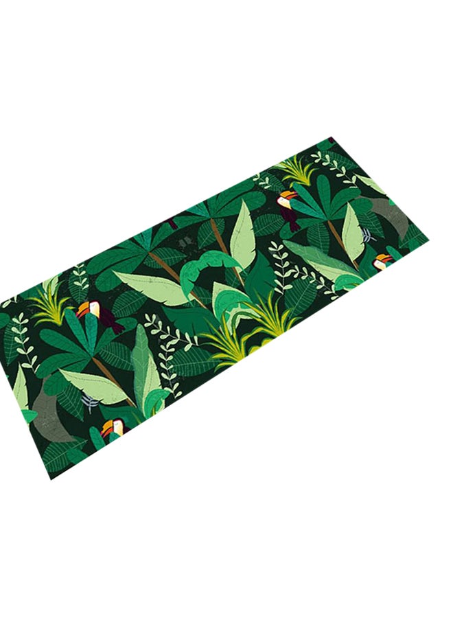 Leaf Printed Anti-Slip Rectangle Kitchen Floor Mat Green 40x120cm