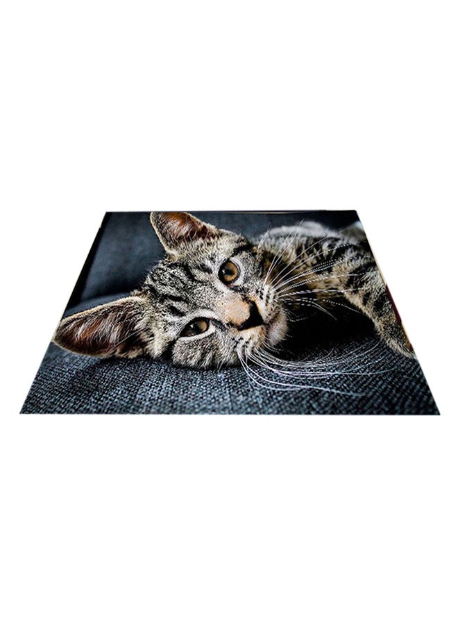 Cat Printed Durable Carpet Multicolour 50X80cm