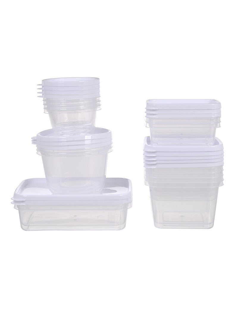 Amal 17 Piece Plastic Food Container Set - Spill Proof Lids - Food Storage Box - Storage Boxes - Kitchen Cabinet Organizers - White White 17-Piece - Image 5
