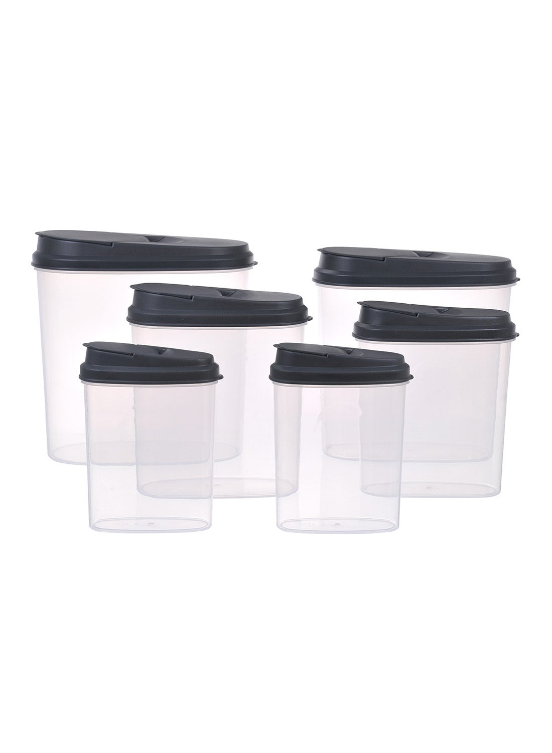 6 Piece Plastic Food Container Set - Easy Pour Lids - Food Storage Box - Storage Boxes - Kitchen Cabinet Organizers - Grey Grey 6-Piece