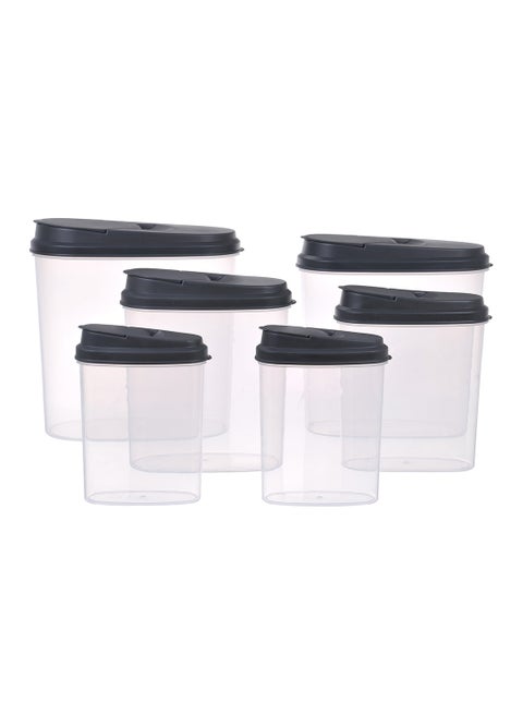 6 Piece Plastic Food Container Set - Easy Pour Lids - Food Storage Box - Storage Boxes - Kitchen Cabinet Organizers - Grey Grey 6-Piece