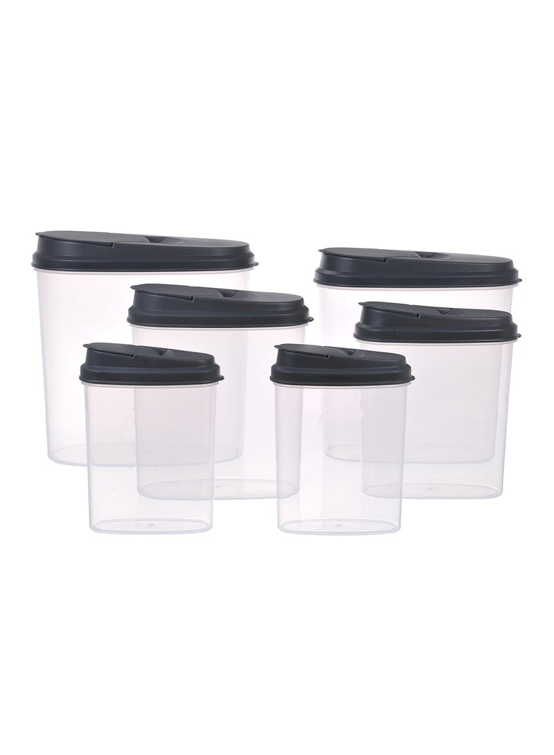 6 Piece Plastic Food Container Set - Easy Pour Lids - Food Storage Box - Storage Boxes - Kitchen Cabinet Organizers - Grey Grey 6-Piece