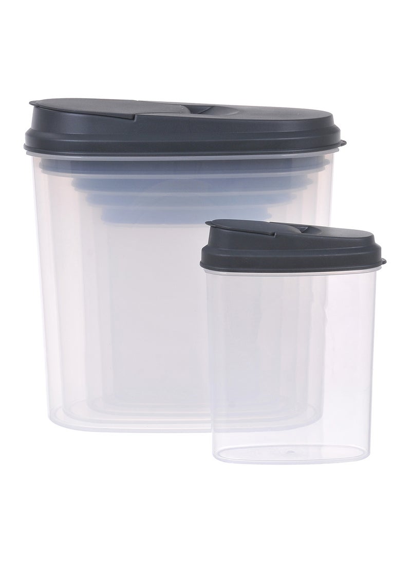 6 Piece Plastic Food Container Set - Easy Pour Lids - Food Storage Box - Storage Boxes - Kitchen Cabinet Organizers - Grey Grey 6-Piece