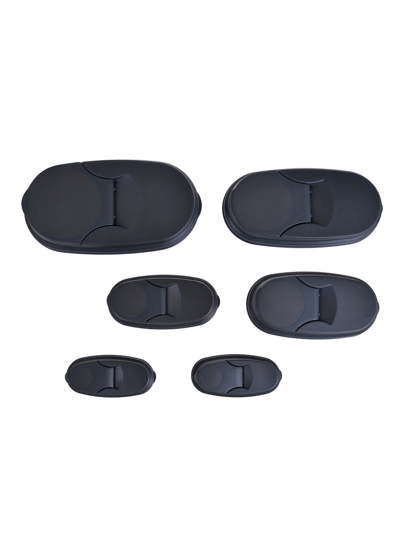 6 Piece Plastic Food Container Set - Easy Pour Lids - Food Storage Box - Storage Boxes - Kitchen Cabinet Organizers - Grey Grey 6-Piece