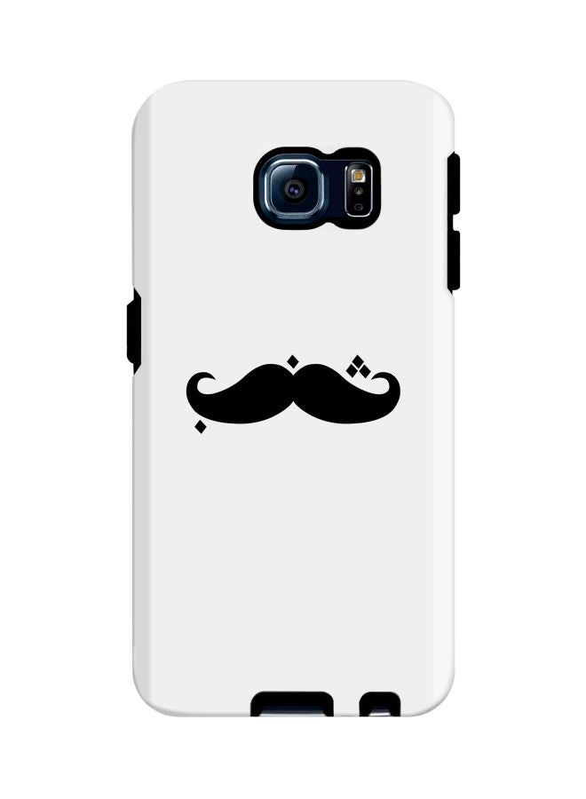 ستايلايزد غطاء حماية خلفي بطبعة شنب لهاتف سامسونج جالاكسي S6 إيدج أبيض/ أسود - Image 1