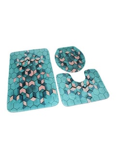 Home Concept 3-Piece Bathroom Anti Slip Pedestal Set Blue 