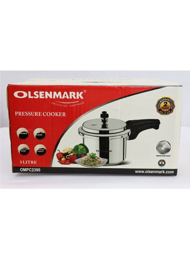 أولسنمارك طنجرة طهي بالضغط مزودة بقاعدة حث فضي 3.0لترات - Image 3